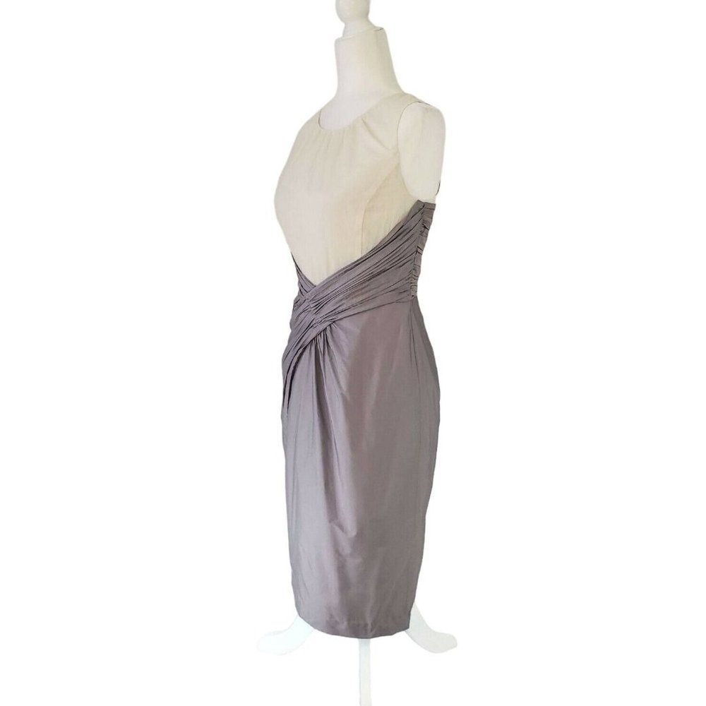 Hoss Intropia Mauve Ruched Knee Length Dress Ivory Lavender Purple Cocktail 10